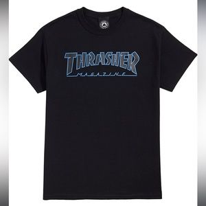 Thrasher Magazine - Outlined Short Sleeve Shirt - Black/Black - Size M - New